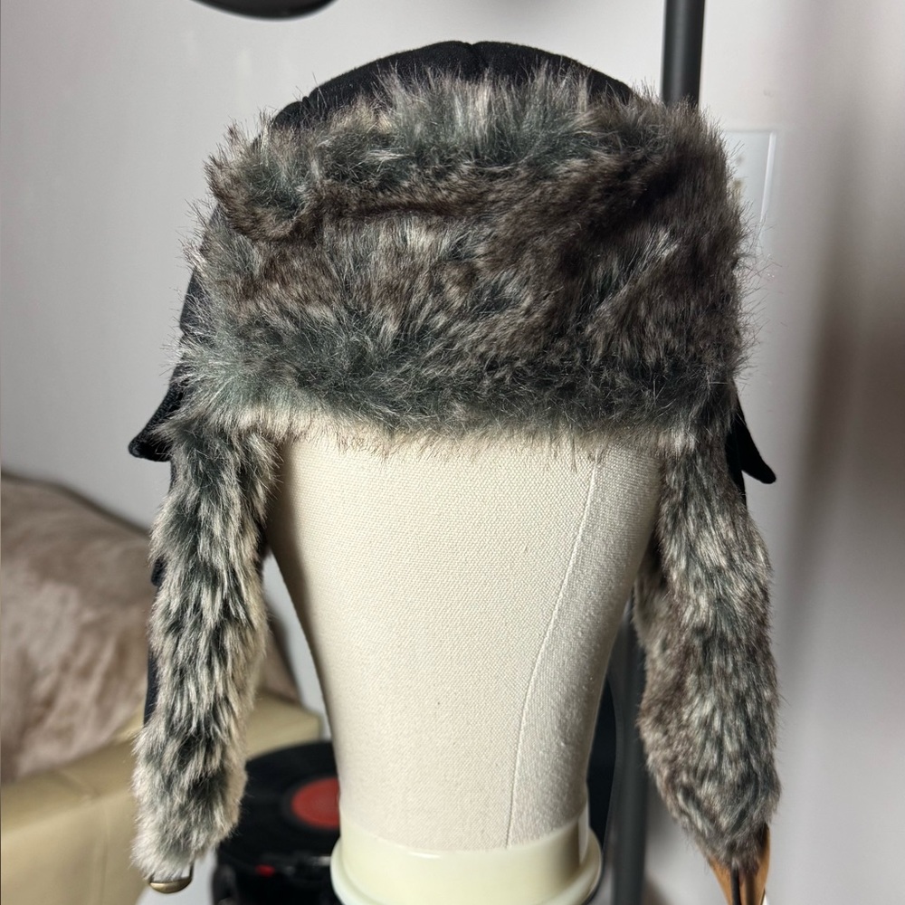 Frr Mens Faux Fur Trim Canvas Trapper Hat Ushanka Fjallraven NWT